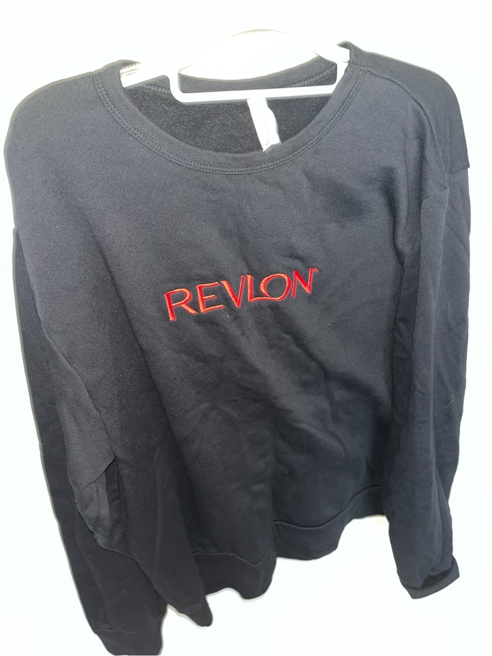 Bella Canvas Black Crewneck Sweatshirt with Red Embroidered Logo